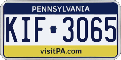 PA license plate KIF3065