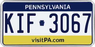 PA license plate KIF3067
