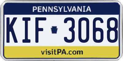PA license plate KIF3068