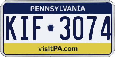 PA license plate KIF3074