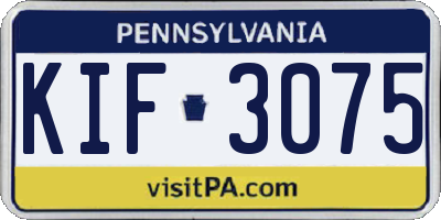 PA license plate KIF3075