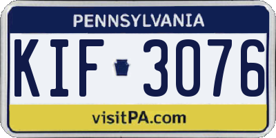 PA license plate KIF3076