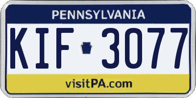 PA license plate KIF3077