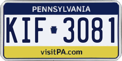 PA license plate KIF3081