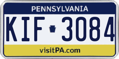 PA license plate KIF3084