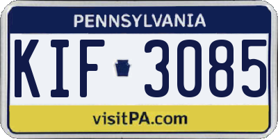 PA license plate KIF3085