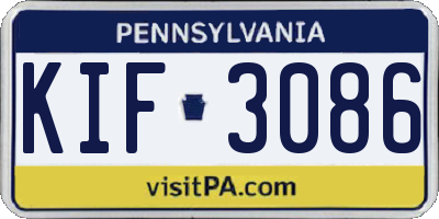 PA license plate KIF3086