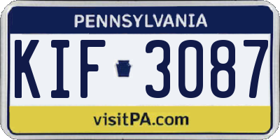 PA license plate KIF3087