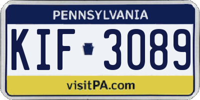 PA license plate KIF3089