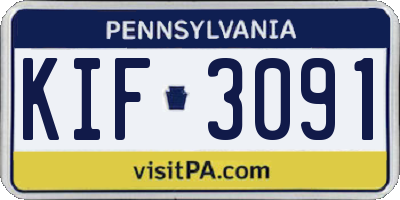 PA license plate KIF3091