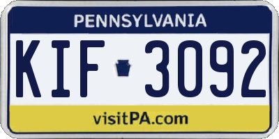 PA license plate KIF3092