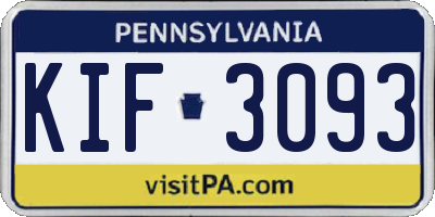 PA license plate KIF3093