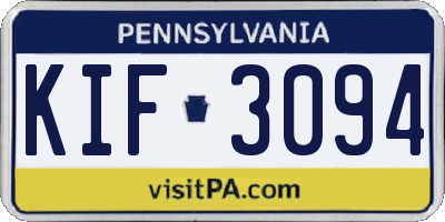 PA license plate KIF3094