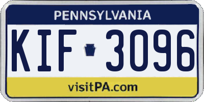 PA license plate KIF3096
