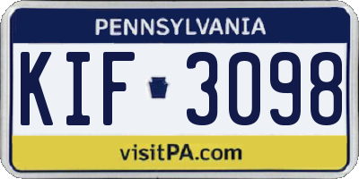 PA license plate KIF3098
