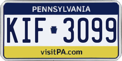 PA license plate KIF3099