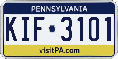PA license plate KIF3101