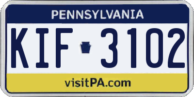 PA license plate KIF3102
