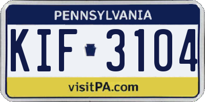 PA license plate KIF3104