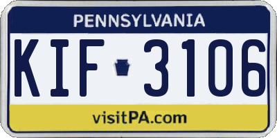 PA license plate KIF3106