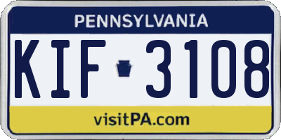 PA license plate KIF3108
