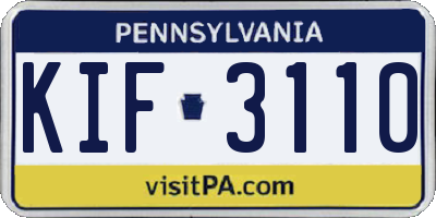 PA license plate KIF3110