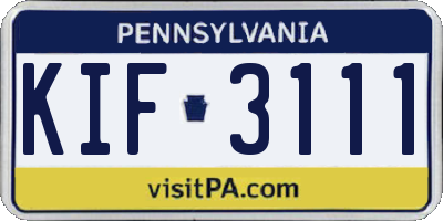 PA license plate KIF3111