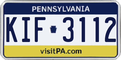 PA license plate KIF3112