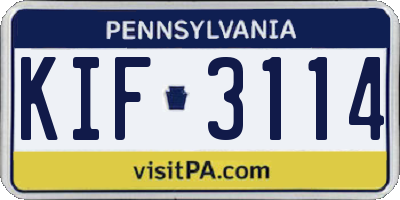 PA license plate KIF3114