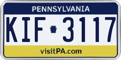 PA license plate KIF3117