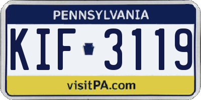 PA license plate KIF3119