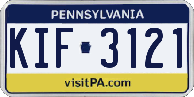 PA license plate KIF3121