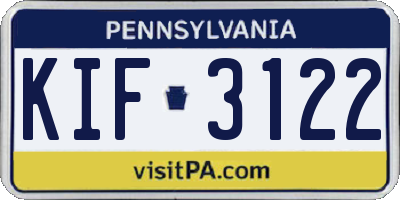 PA license plate KIF3122