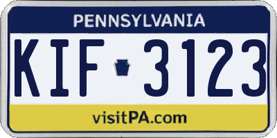 PA license plate KIF3123