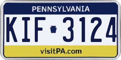 PA license plate KIF3124