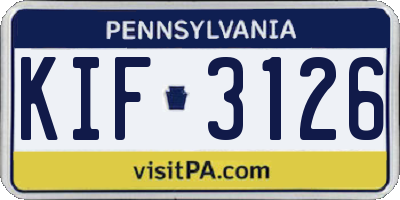 PA license plate KIF3126