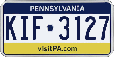 PA license plate KIF3127