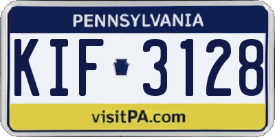 PA license plate KIF3128