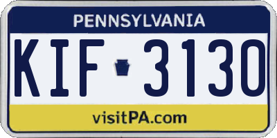 PA license plate KIF3130