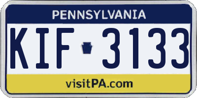 PA license plate KIF3133