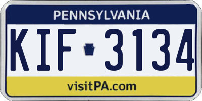 PA license plate KIF3134