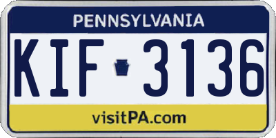 PA license plate KIF3136