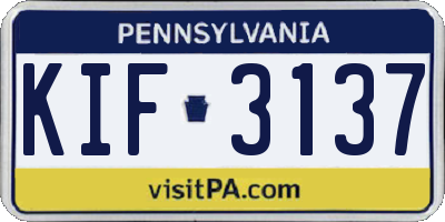 PA license plate KIF3137