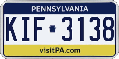 PA license plate KIF3138