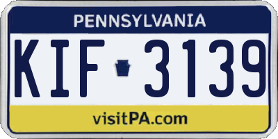 PA license plate KIF3139