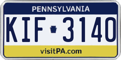 PA license plate KIF3140