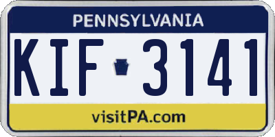 PA license plate KIF3141