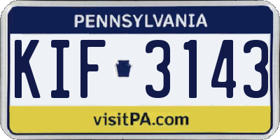 PA license plate KIF3143