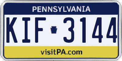 PA license plate KIF3144