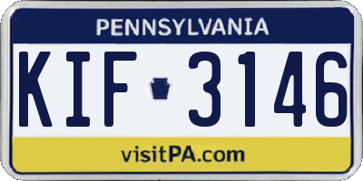 PA license plate KIF3146